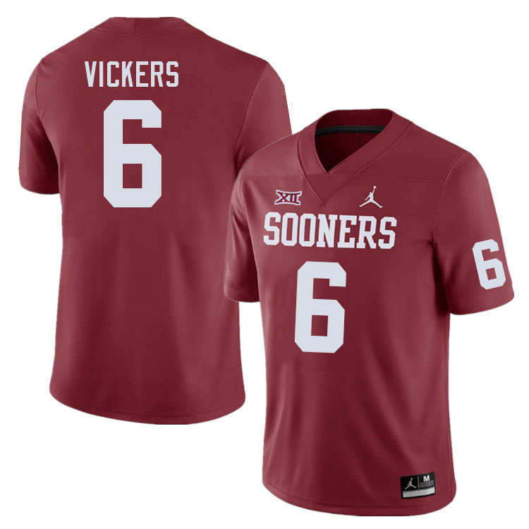 Men #6 Makari Vickers Oklahoma Sooners College Football Jerseys Stitched-Crimson - Click Image to Close